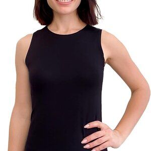 Modest High Neck Sleeveless Tank Top for Women - Size 20 Plus, Black Elegance